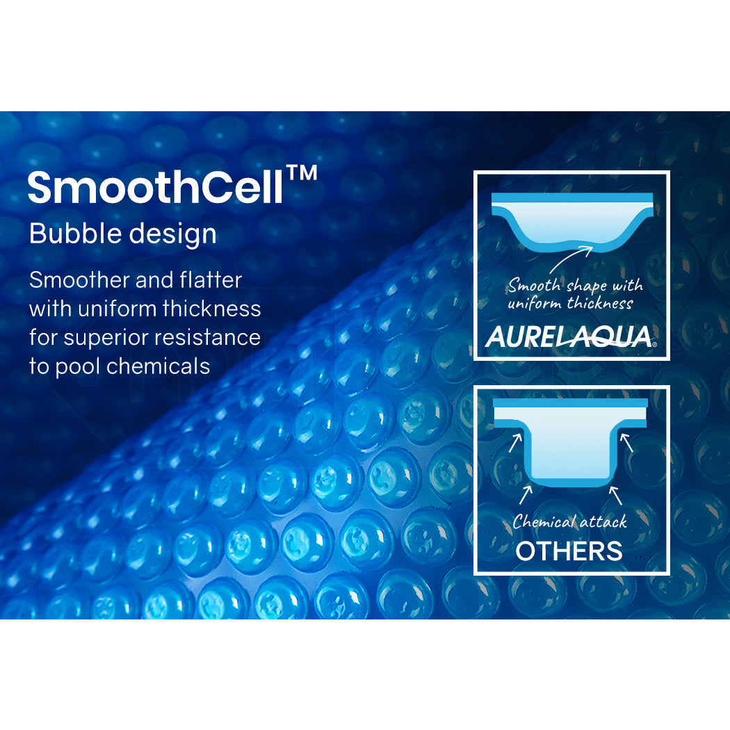 AURELAQUA Pool Cover 500 Micron 10x5m Solar Blanket Swimming Thermal Blue