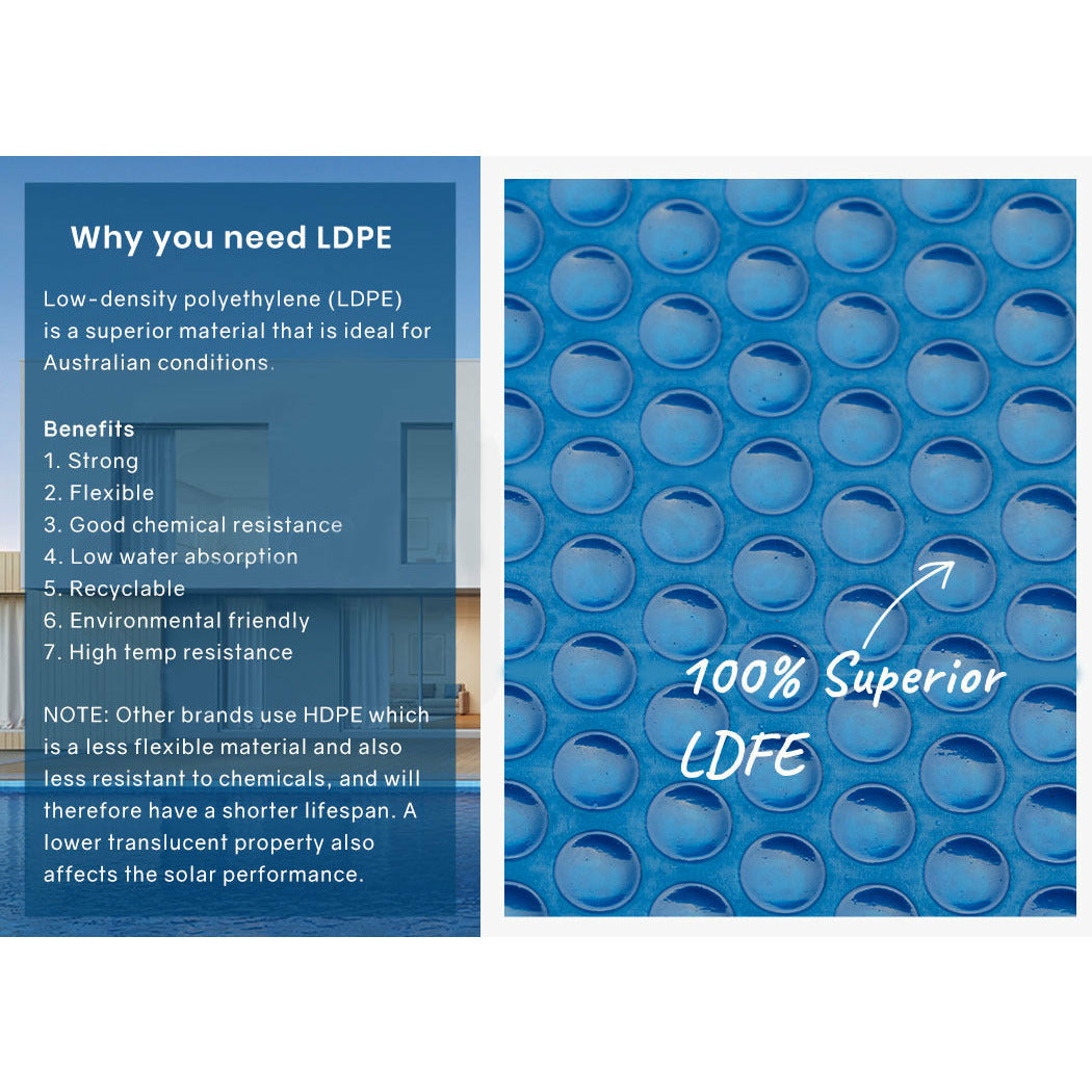 AURELAQUA Pool Cover 500 Micron 11x5m Solar Blanket Swimming Thermal Blue
