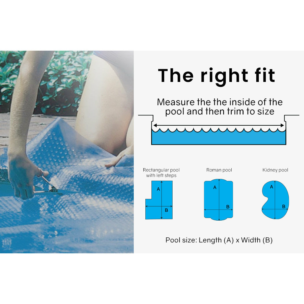 AURELAQUA Pool Cover 400 Micron 8.5x4.2m Solar Blanket Swimming Thermal Blue
