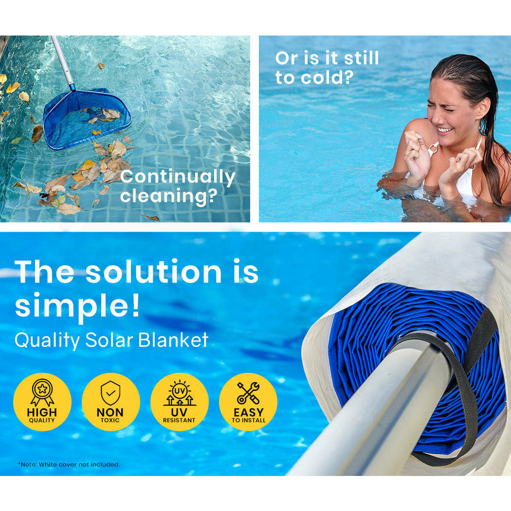 AURELAQUA Pool Cover 400 Micron 9.5x4m Solar Blanket Swimming Thermal Blue Silver