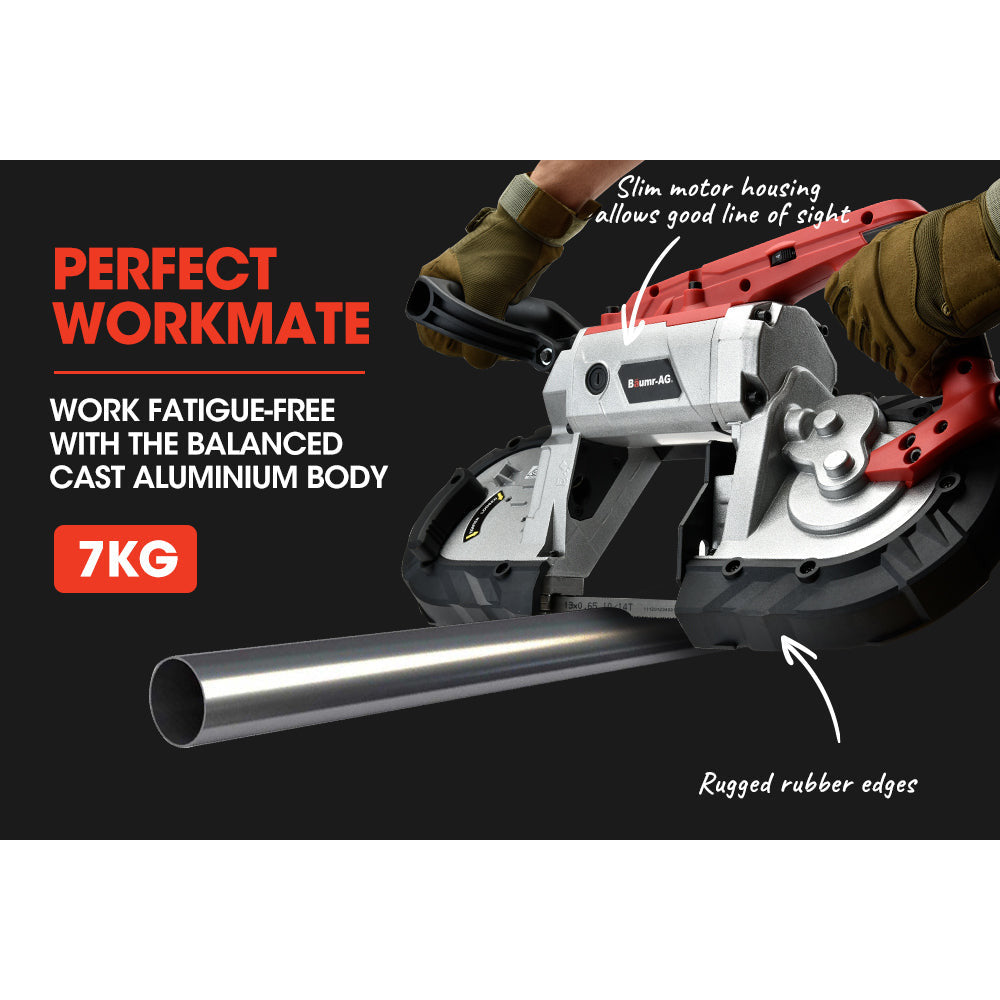 BAUMR-AG Portable Band Saw Cold Cut Metal Cut Off Bandsaw Steel Hand Drop Slicer Cutter Chop