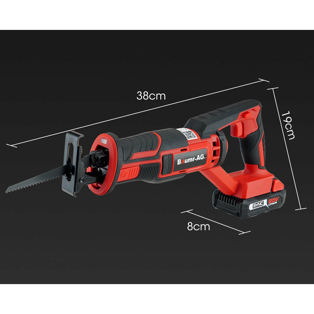 BAUMR-AG Reciprocating Saw 20V Cordless Lithium Electric Saber Recip w/ Battery