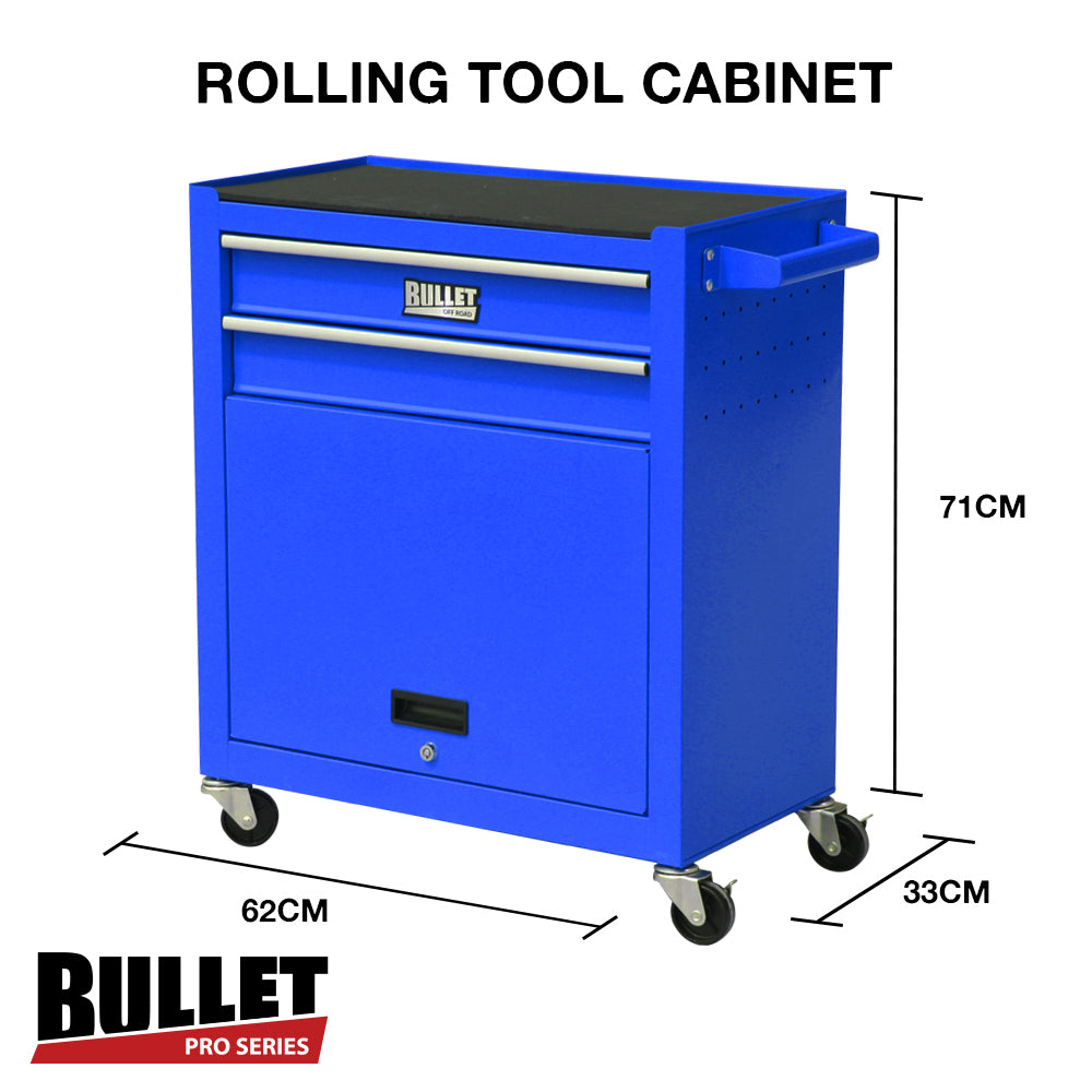 BULLET Tool Kit Chest Cabinet Box Set Storage Metal Wheels Rolling Drawers Steel Blue