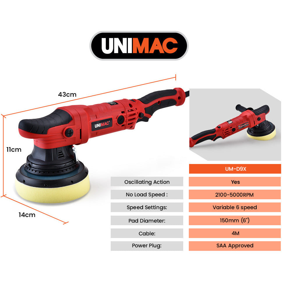 UNIMAC Electric Car Polisher Buffer Dual Action Orbital Polishing Sanding Waxer Sander Machine 720W