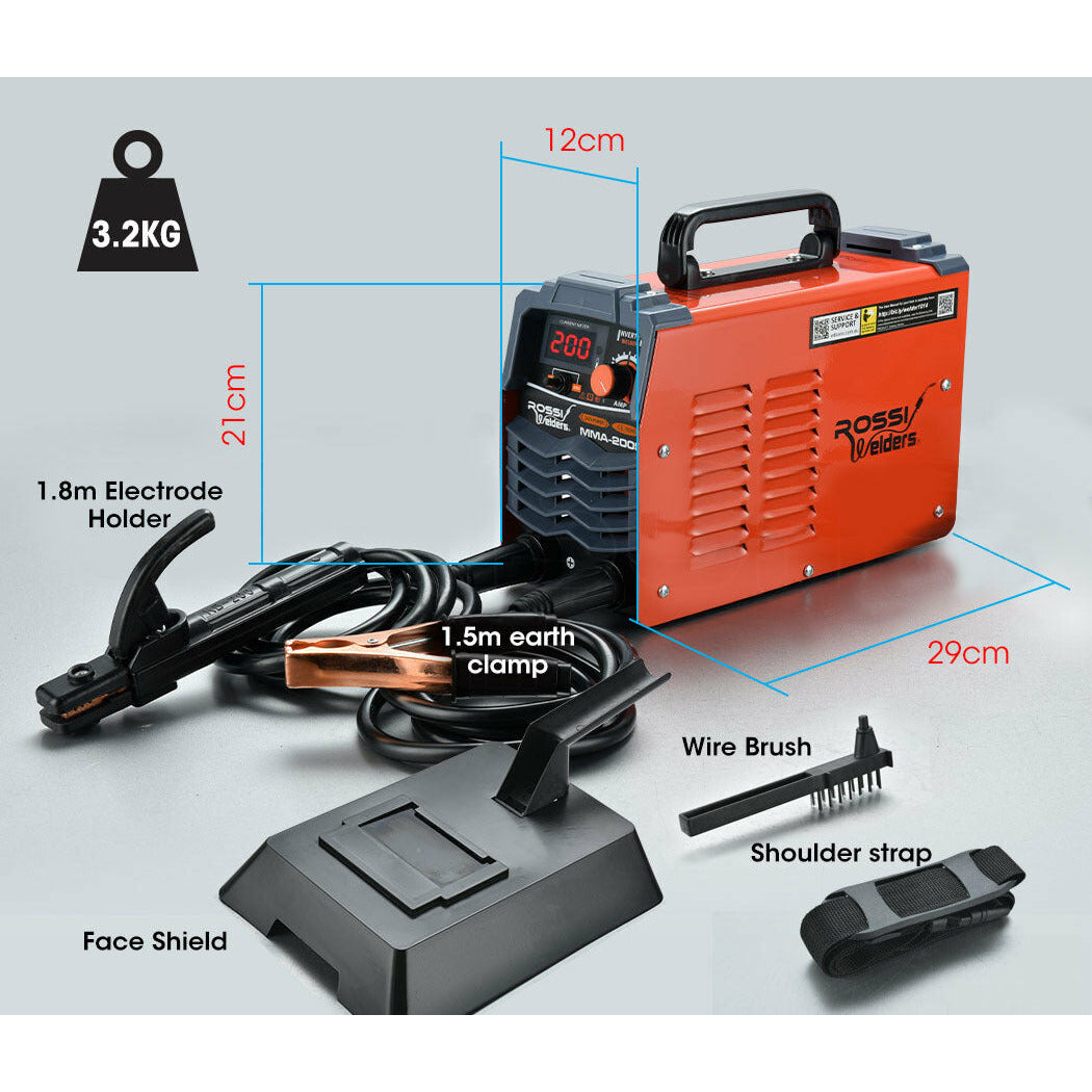 ROSSI Stick Welder 200 Amp Inverter Welding Machine MMA Portable ARC DC 200A Gas