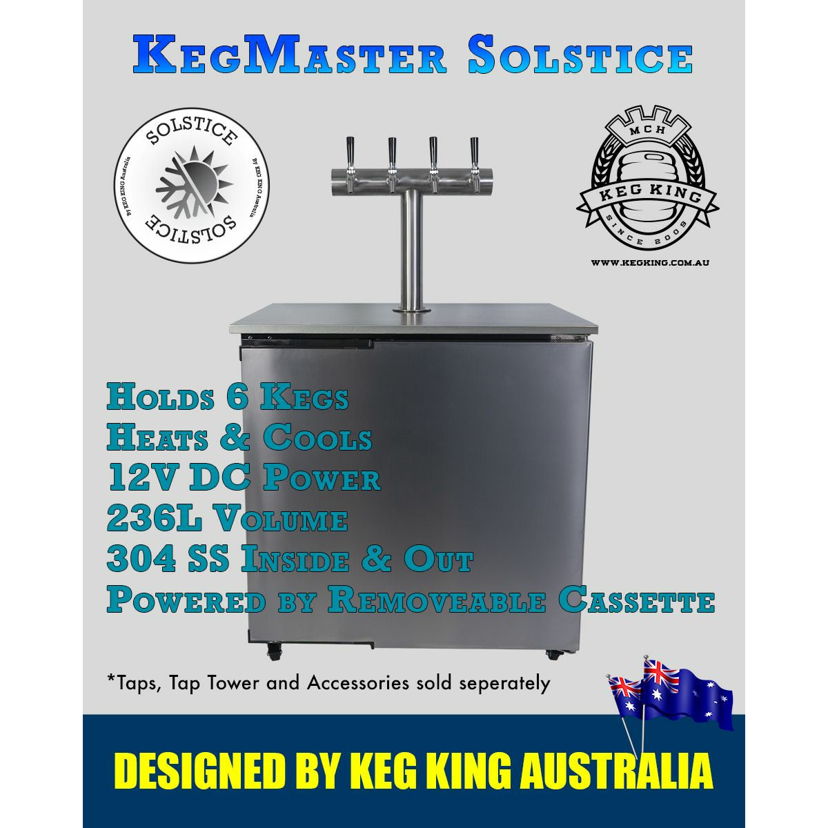 Beer Keg Fridge KegMaster Solstice 6 Keg 12volt DC Kegerator