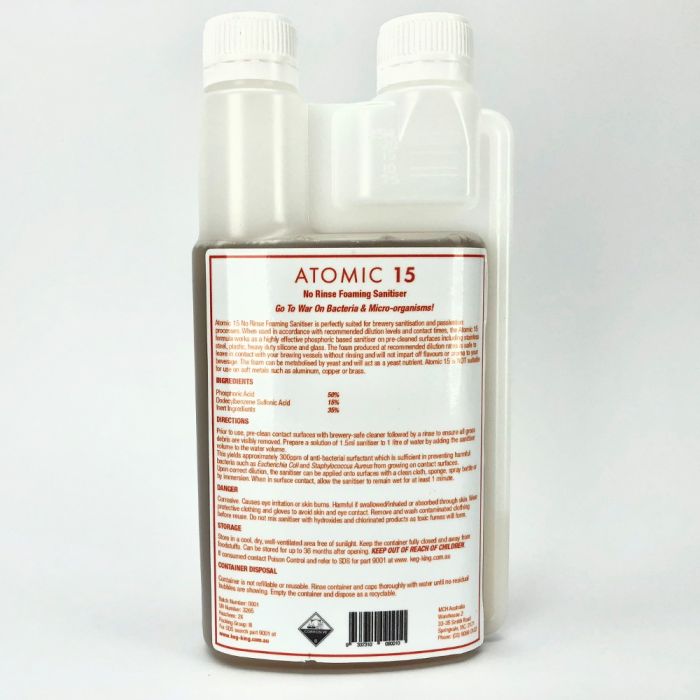 Atomic 15 - Foaming Sanitiser - No Rinse