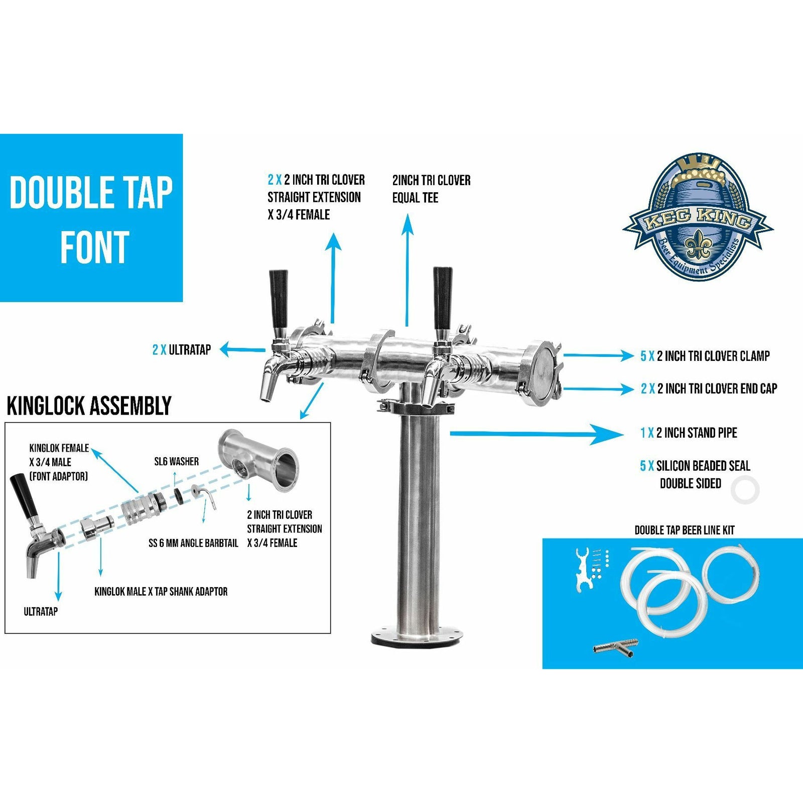 Beer Font Tower - Six Tap Modular Beer Font with Tap