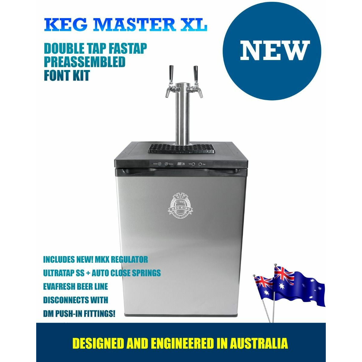 Beer Keg Fridge KegMaster Series XL Kegerator With Two Beer Taps