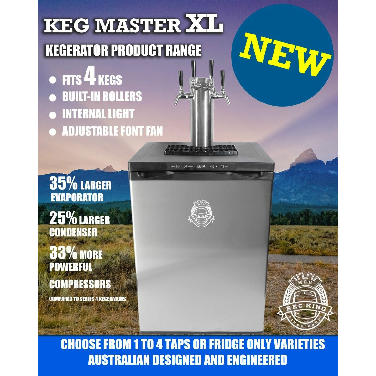 Beer Keg Fridge KegMaster Series XL Kegerator With Four Beer Taps