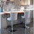 2x Height Adjustable Swivel Bar Stool Velvet Stud Barstool with Footrest and Chromed Base- Gray