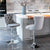 2x Height Adjustable Swivel Bar Stool Velvet Stud Barstool with Footrest and Chromed Base- Gray