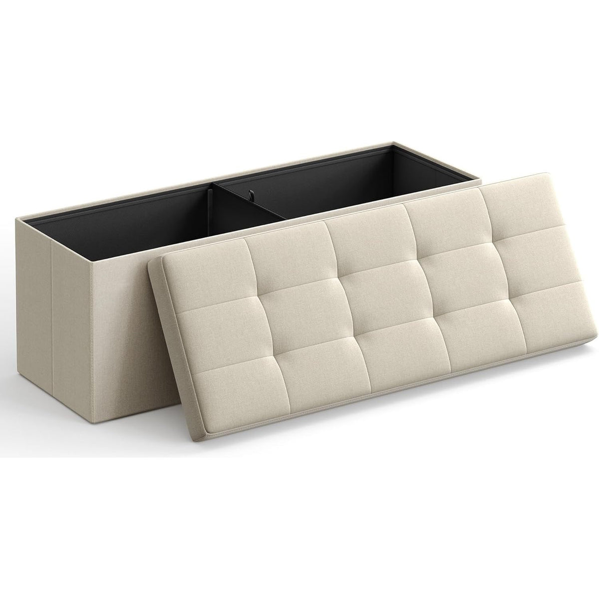 SONGMICS 109cm Folding Storage Ottoman Bench Beige LSF77BE