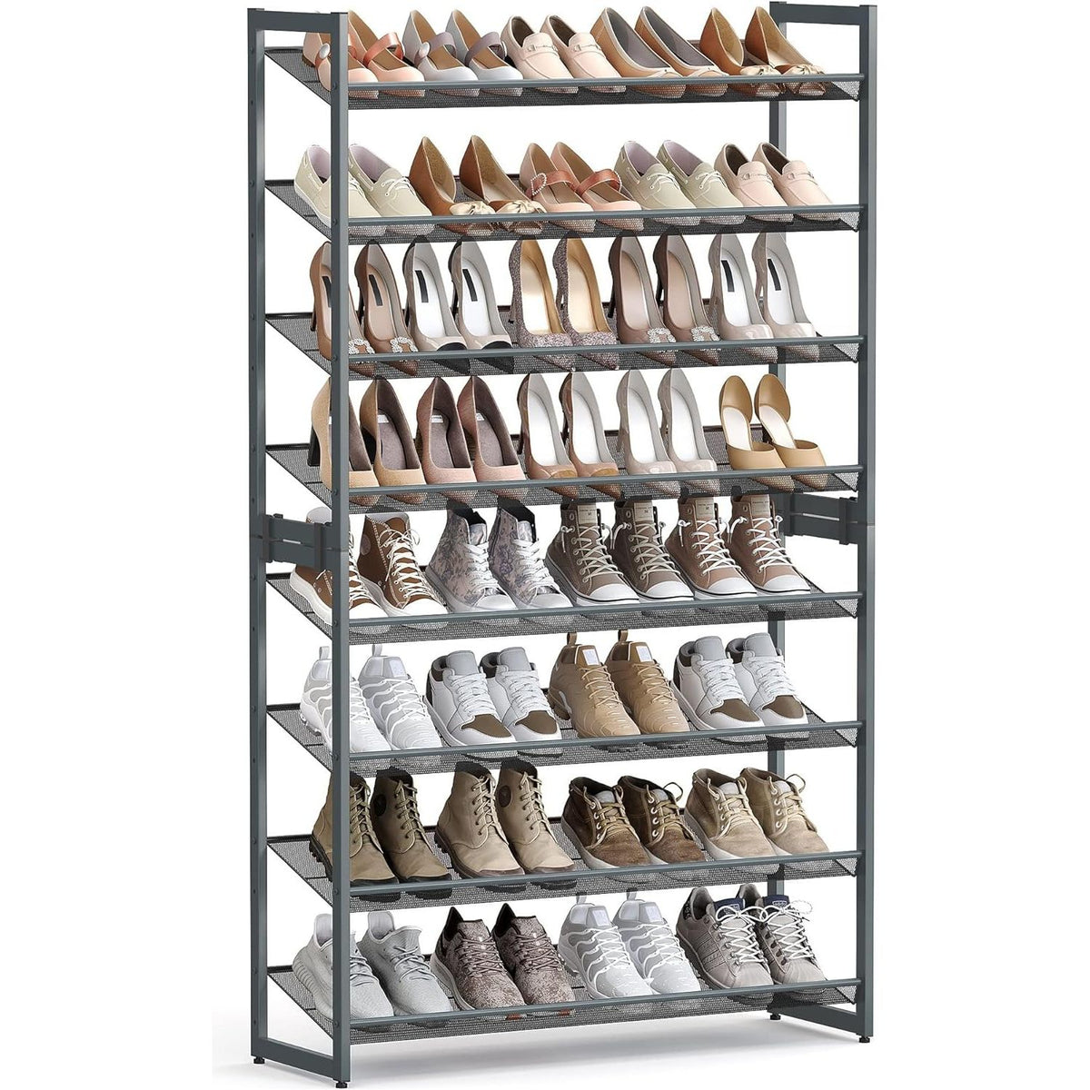 SONGMICS 8-Tier Shoe Rack Storage 32 pairs with Adjustable Shelves Gray LMR08GBV1