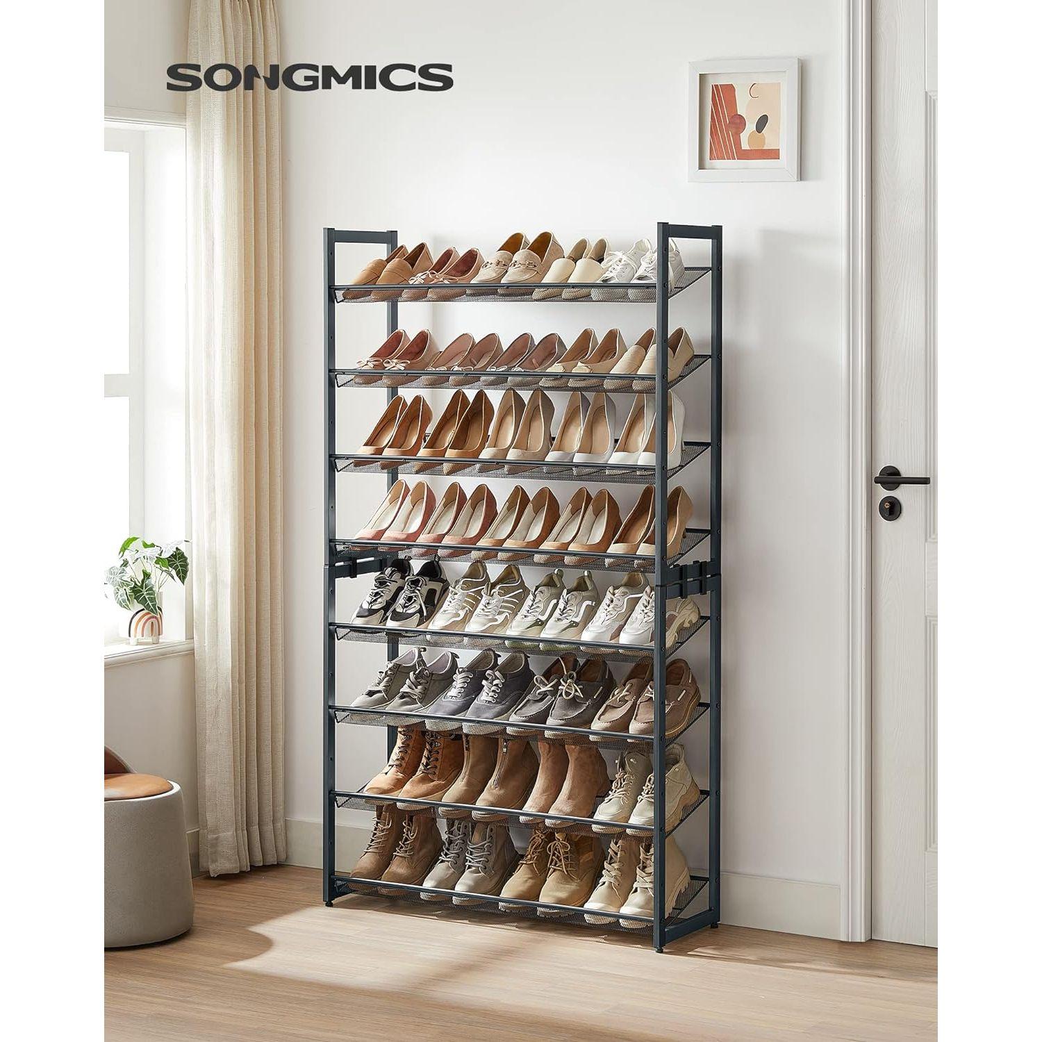 SONGMICS 8-Tier Shoe Rack Storage 32 pairs with Adjustable Shelves Gray LMR08GBV1