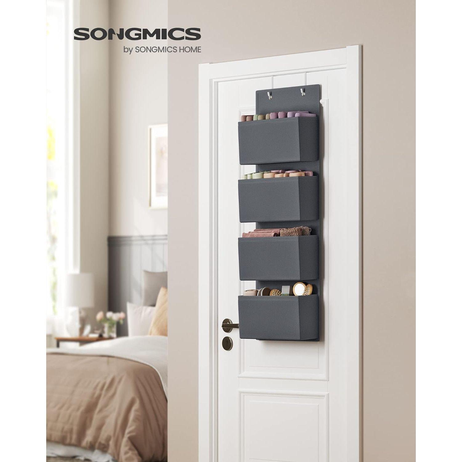 SONGMICS Hanging Closet Organizers and Storage with 4 Compartments Gray RDH04G