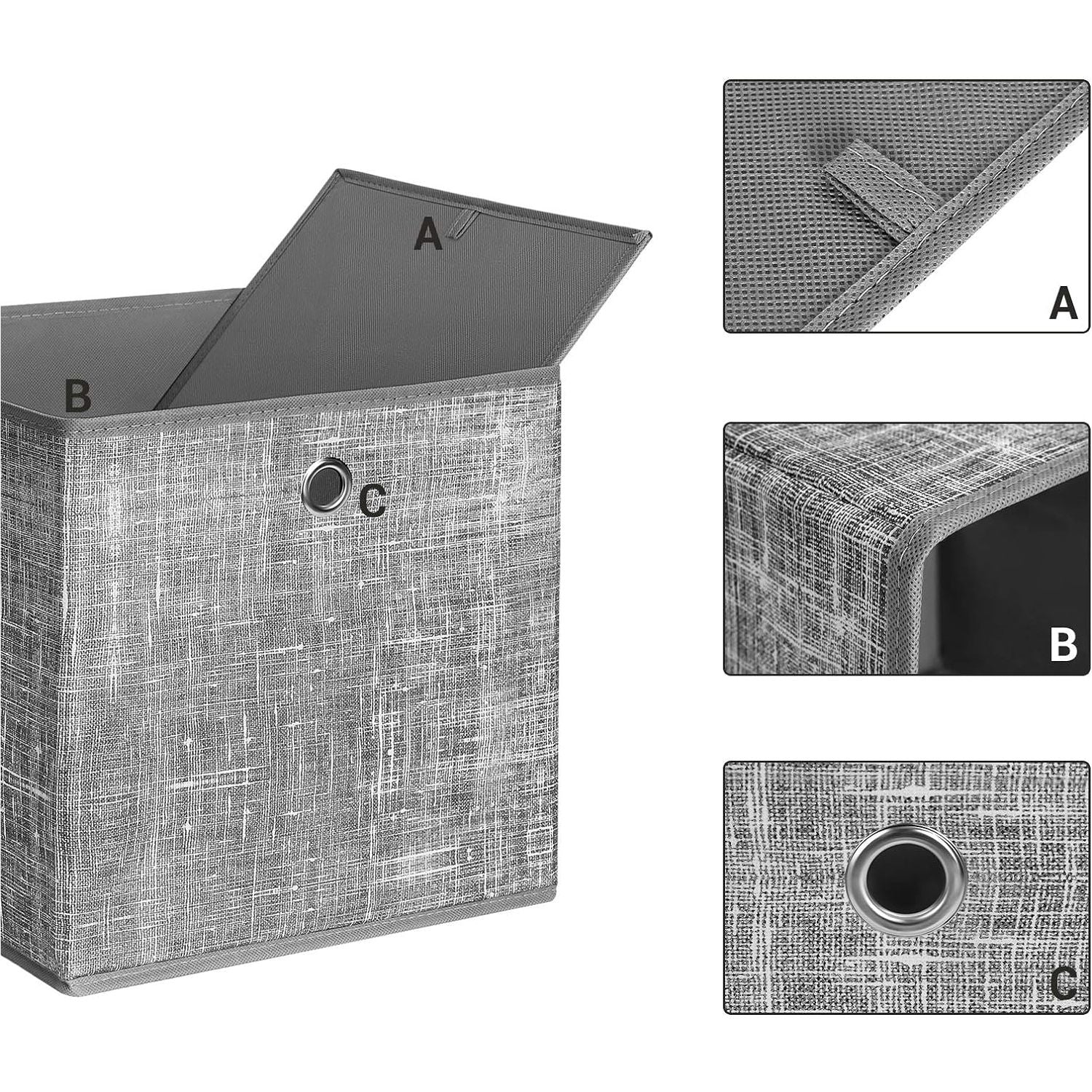 SONGMICS Storage Boxes 6 packs Non-Woven Fabric Grey RFB002G02V1