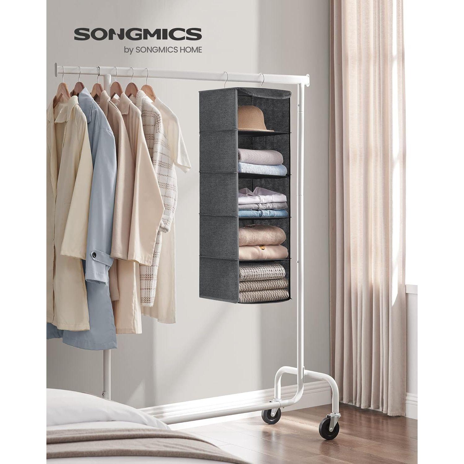 SONGMICS Hanging Wardrobe Storage Organiser Grey RYCH06G