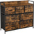 SONGMICS Dresser for Bedroom Chest of Drawers Rustic Brown and Black LTS137B01