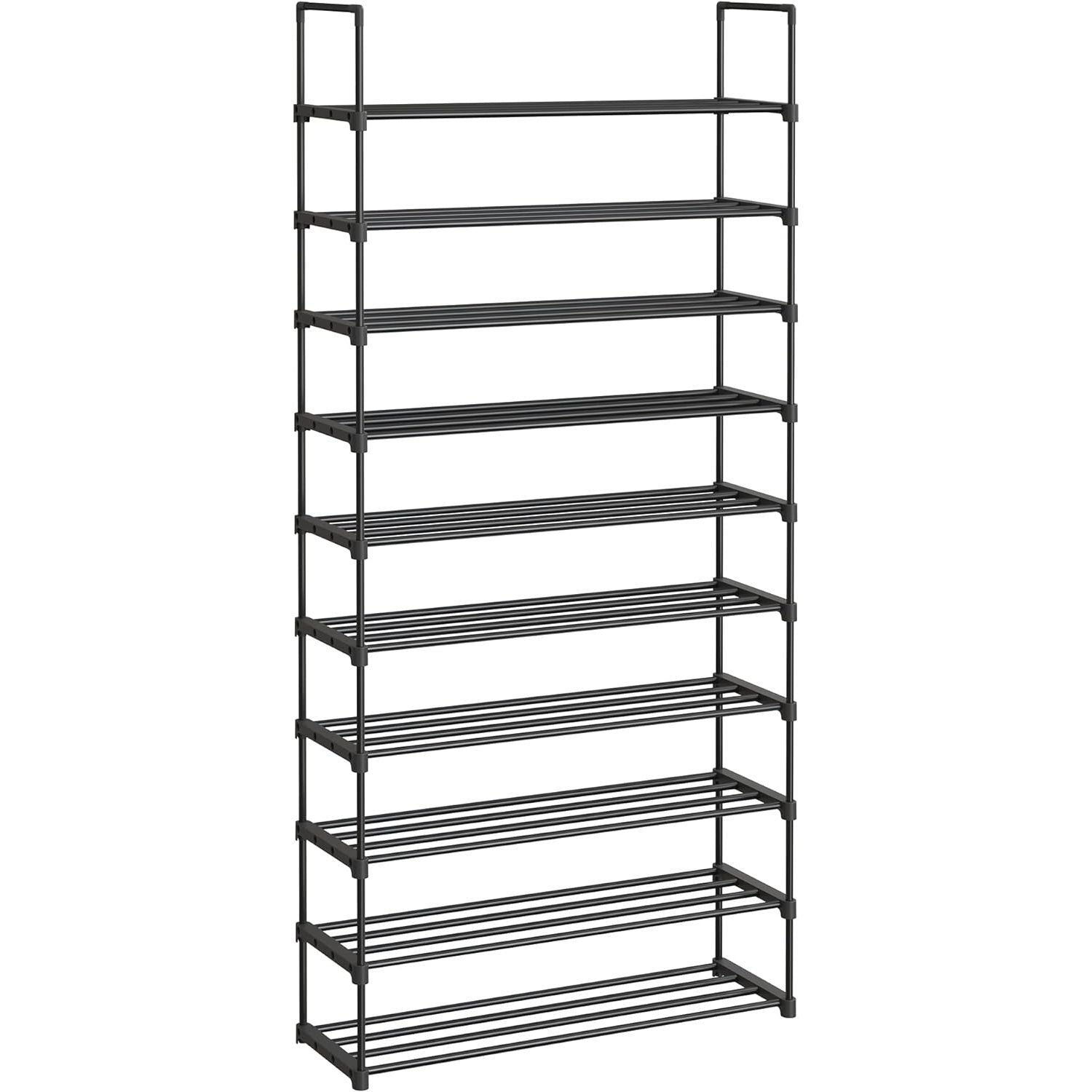 SONGMICS 10 Tier Metal Shoe Rack for 50 Pairs of Shoes Black LSA10BKV1