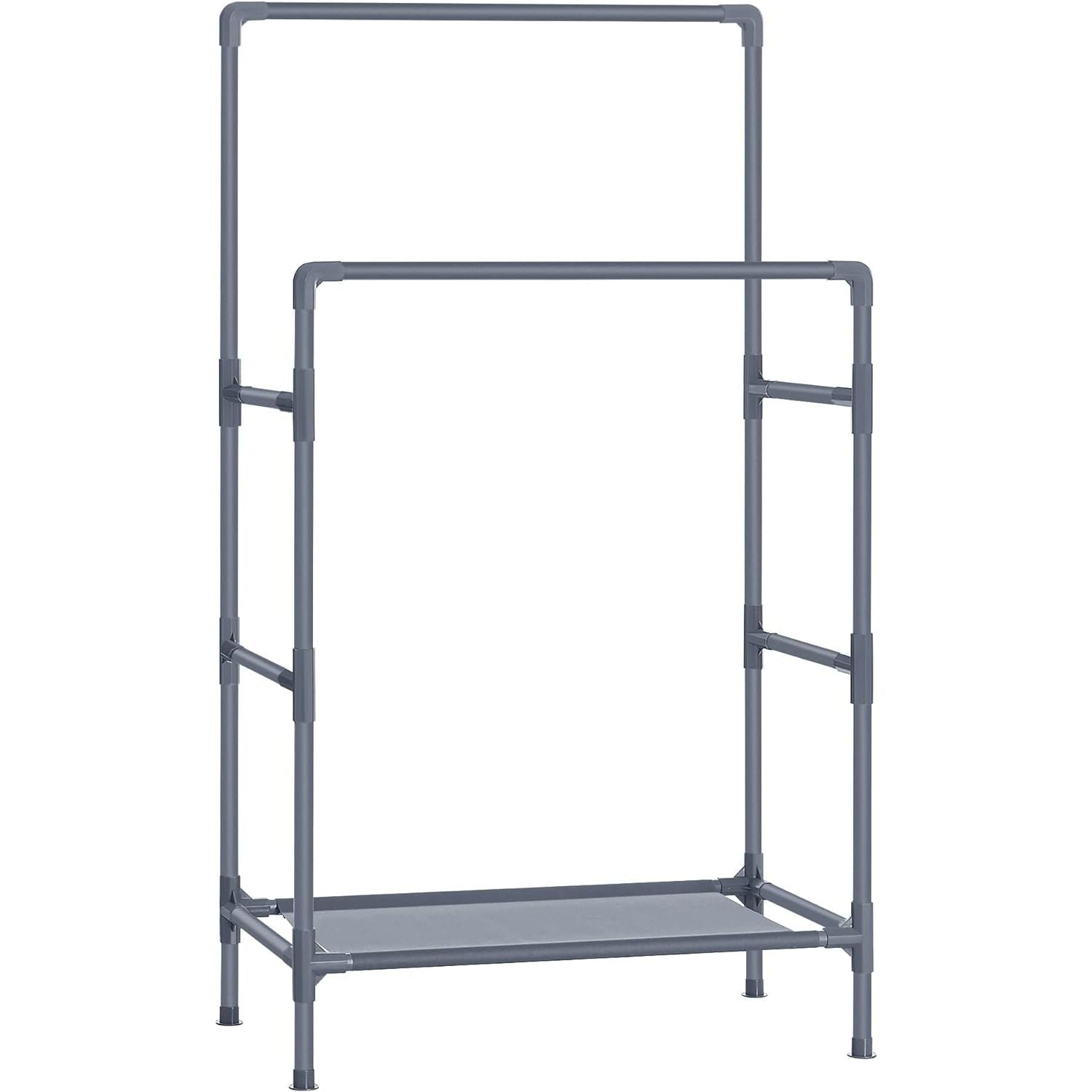 SONGMICS Metal Clothes Rack with 2 Rails Grey RDR001G02