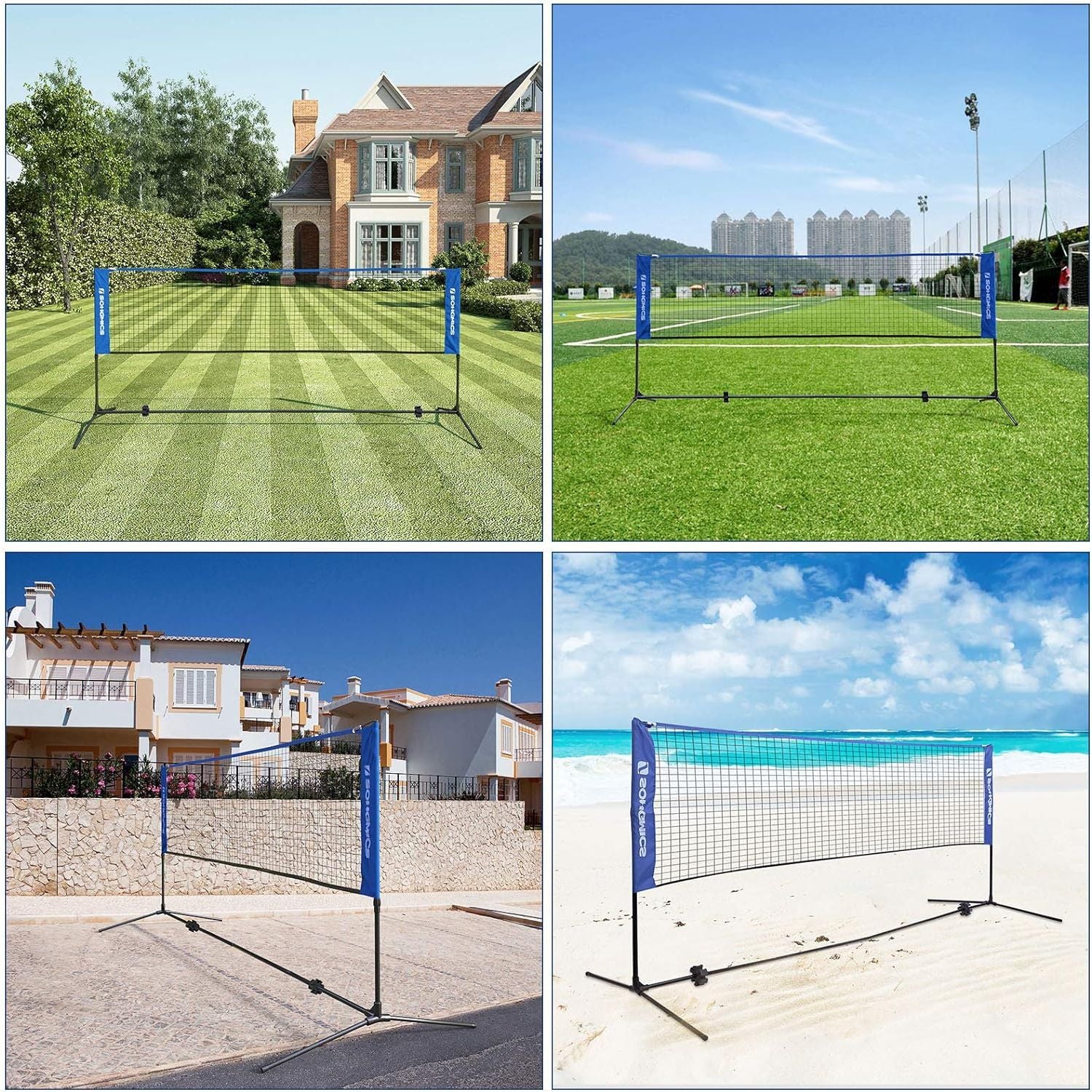 SONGMICS 4m Portable Tennis Badminton Net Blue SYQ400