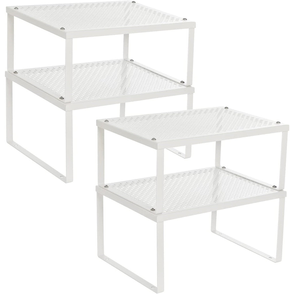 SONGMICS Cabinet Shelf Organizers Set of 4 Metal Kitchen Counter Shelves White KCS006W01