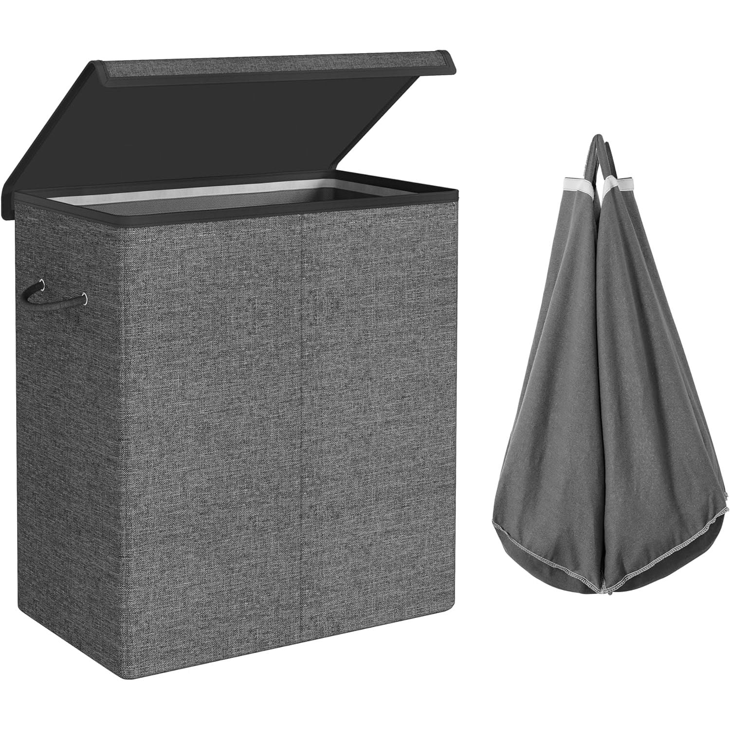 SONGMICS Linenette Fabric Laundry Hamper 142L Dark Grey