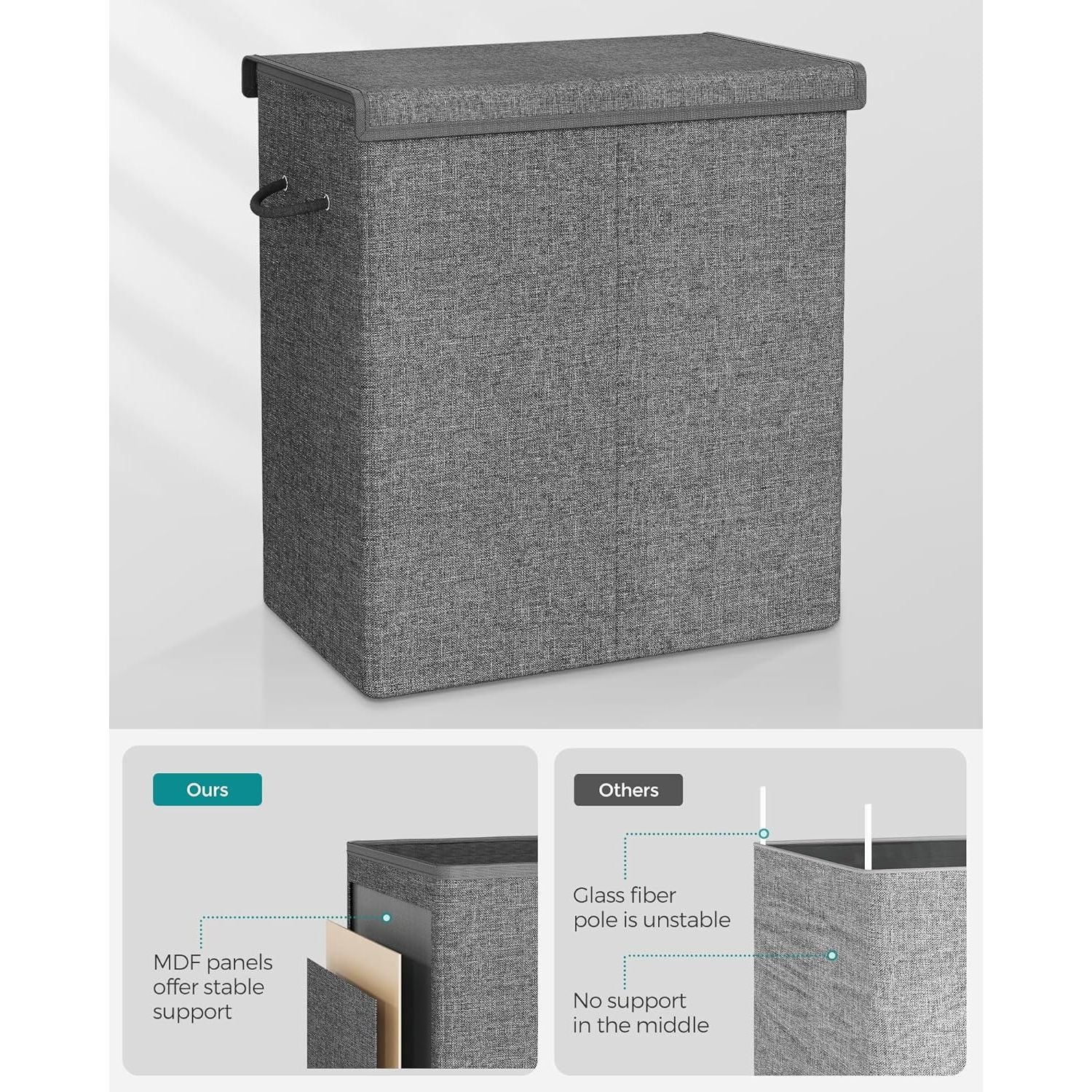 SONGMICS Linenette Fabric Laundry Hamper 142L Dark Grey