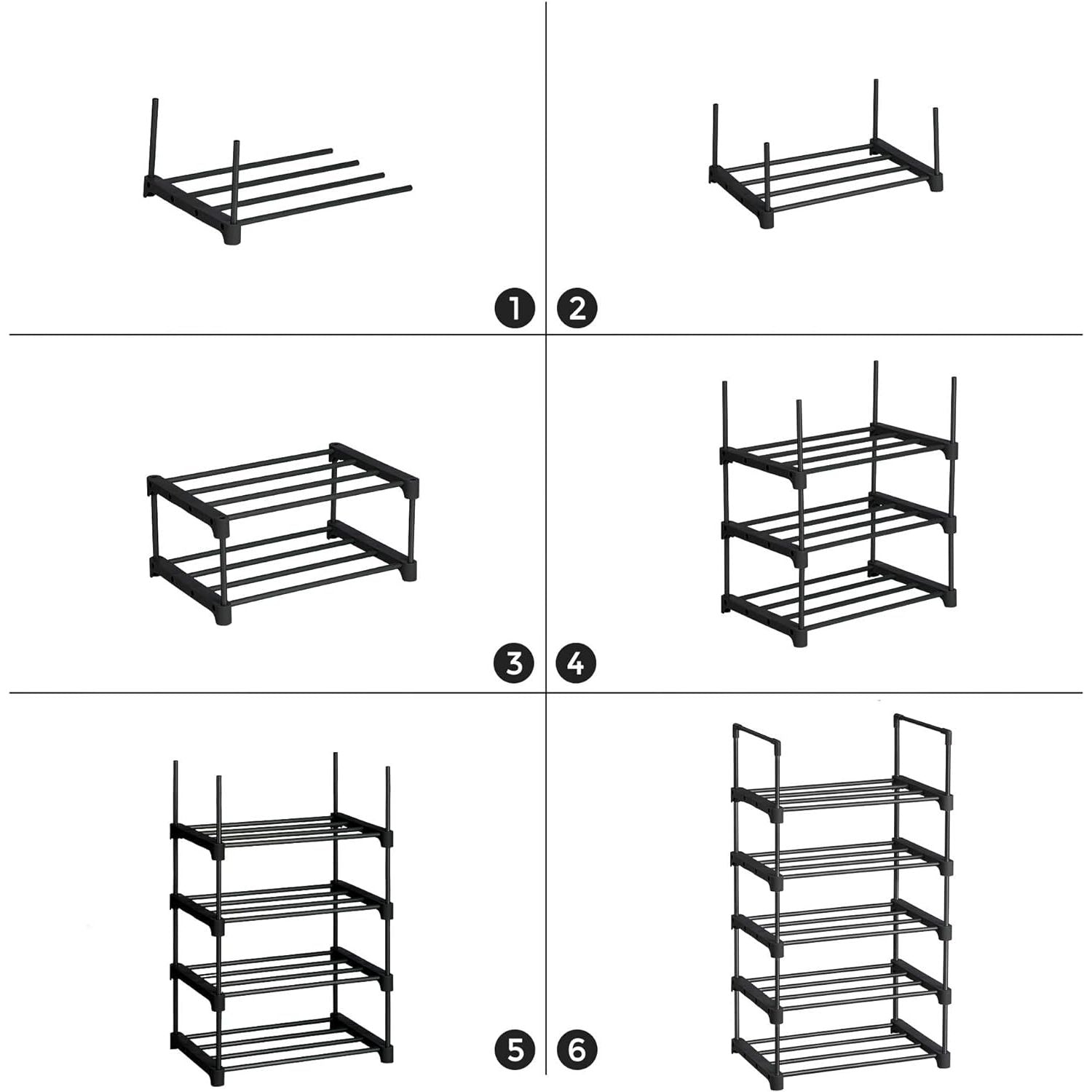 SONGMICS 5 Tier Metal Shoe Rack for 10 Pairs of Shoes Black