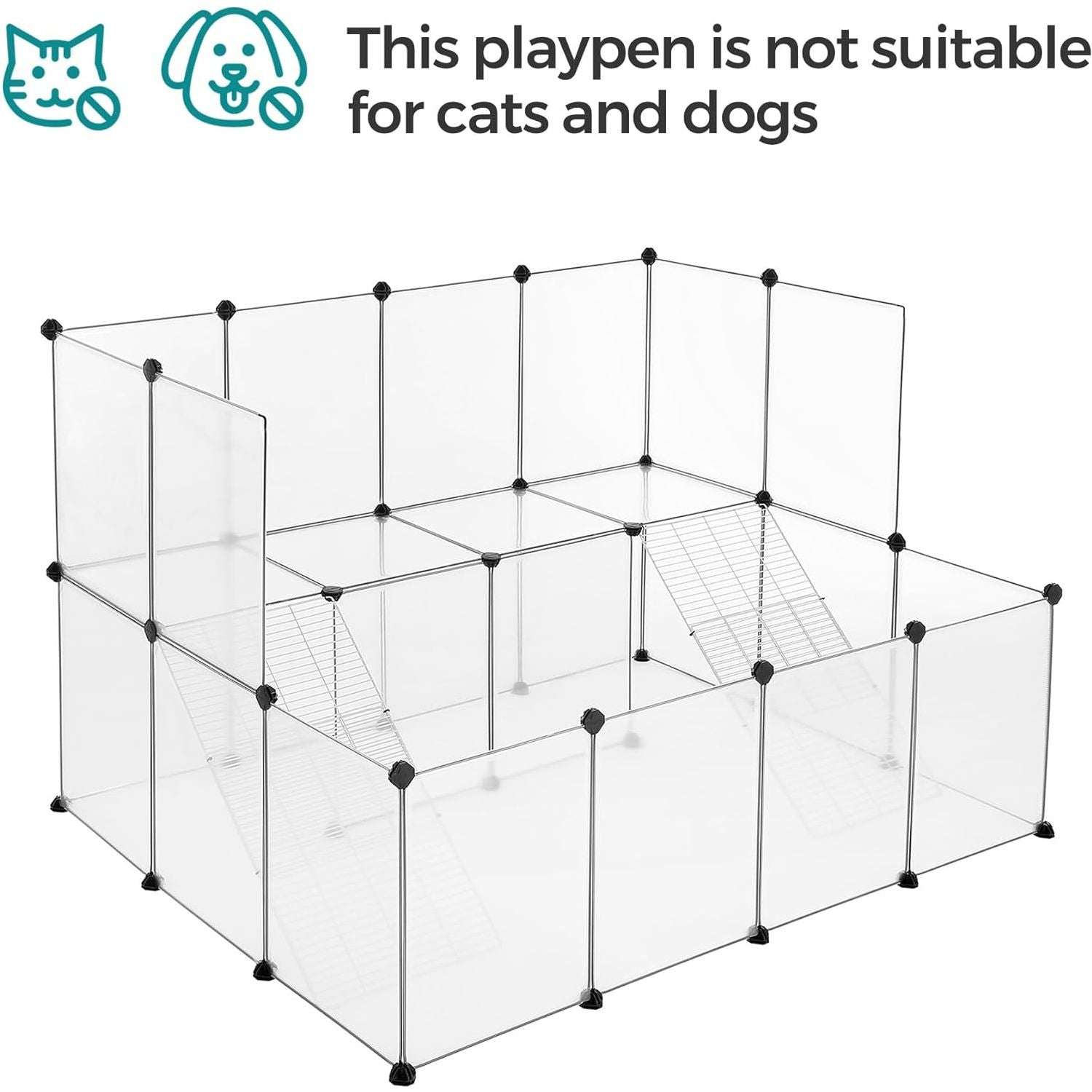 SONGMICS Guinea Pig Playpen with Dense Ramp White