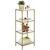 VASAGLE Storage Shelf 4-Tier Tempered Glass Gold LGT029A01