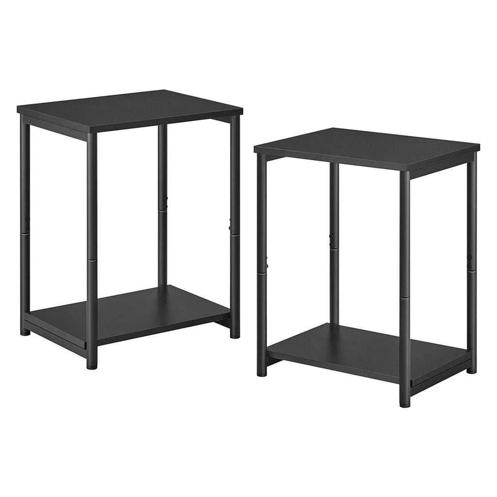 VASAGLE Side Table Set of 2 Charcoal Gray and Black with Storage Shelf LET272B16