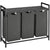 VASAGLE Laundry Hamper with Shelf and Pull-Out Bag 3 x 38L Black and Gray BLH301G01