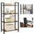 VASAGLE 4-Tier Bookshelf Storage Rack with Steel Frame for Living Room Office Study Hallway Industrial Style Rustic Brown and Black