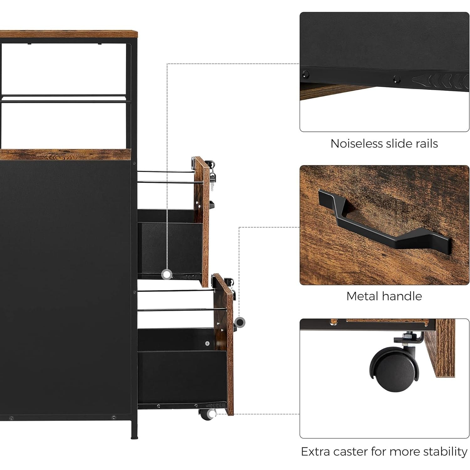 VASAGLE Filing Cabinet with 2 Drawers Rustic Brown and Black OFC045B01V1