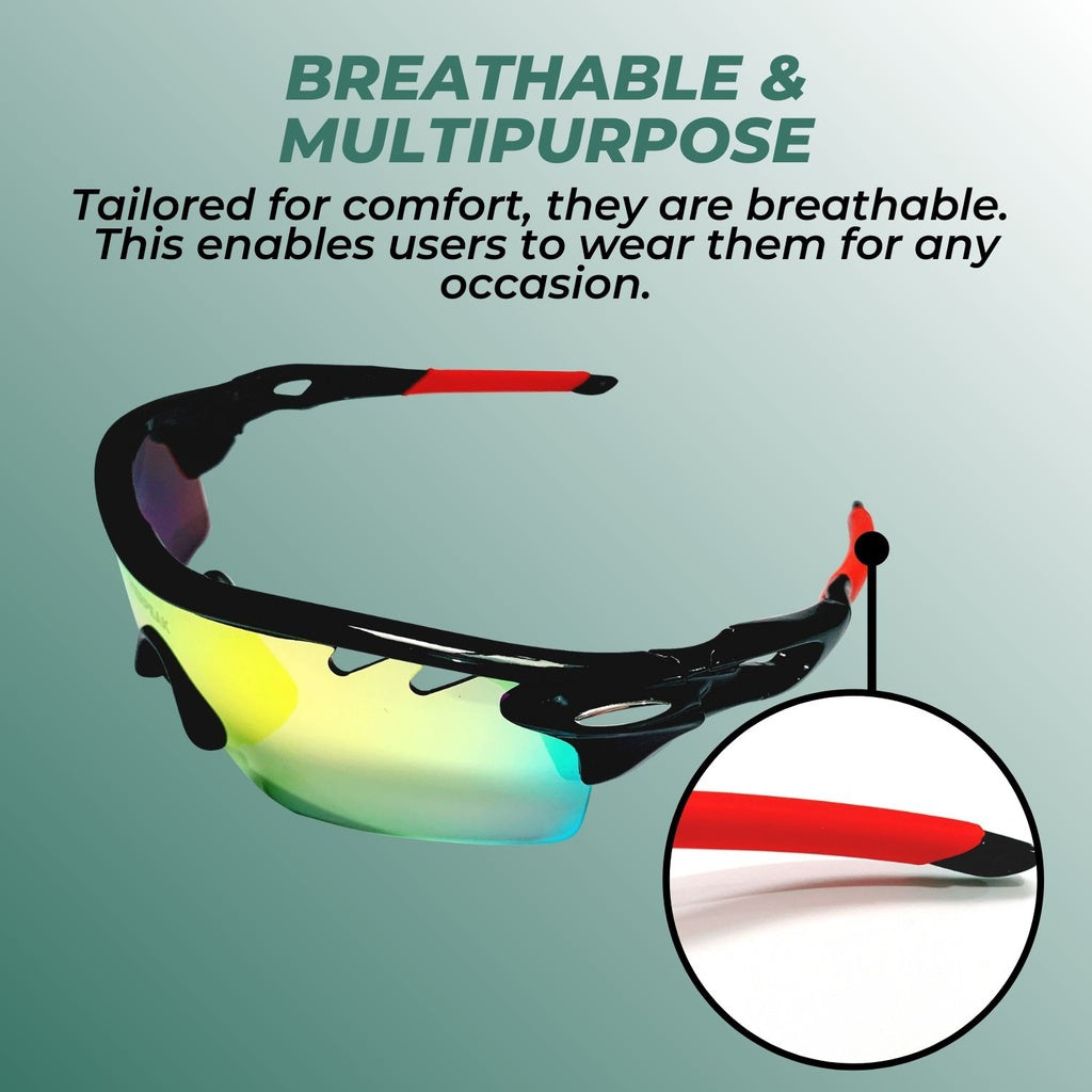 Verpeak Sport Sunglasses Type 1 ( Black frame with red end tip) VP-SS-100-PB