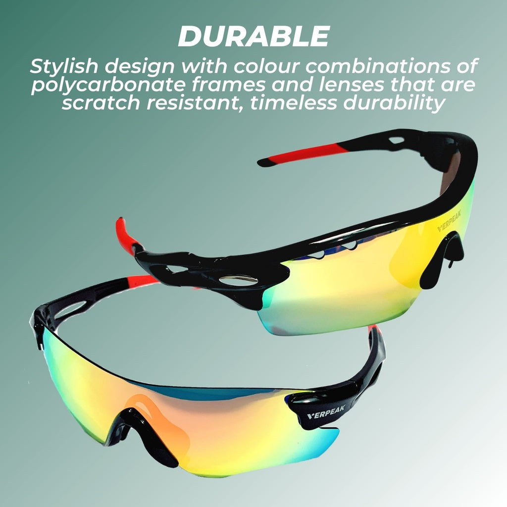Verpeak Sport Sunglasses Type 2 (Black frame with red end tip) VP-SS-102-PB