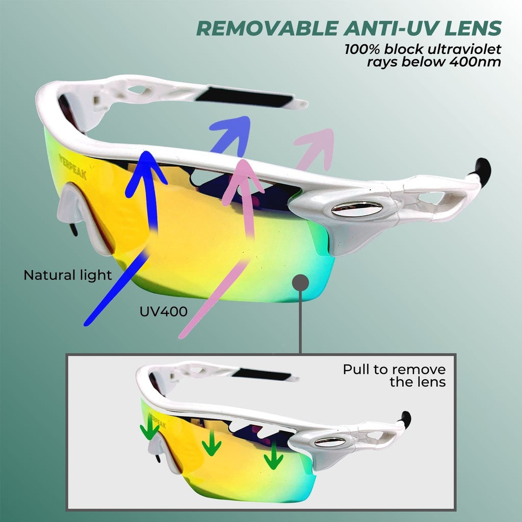 Verpeak Sport Sunglasses Type 2 (White frame with black end tip) VP-SS-103-PB