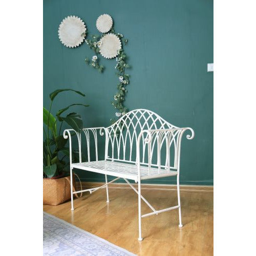 White Lavinia Iron Outdoor Bench