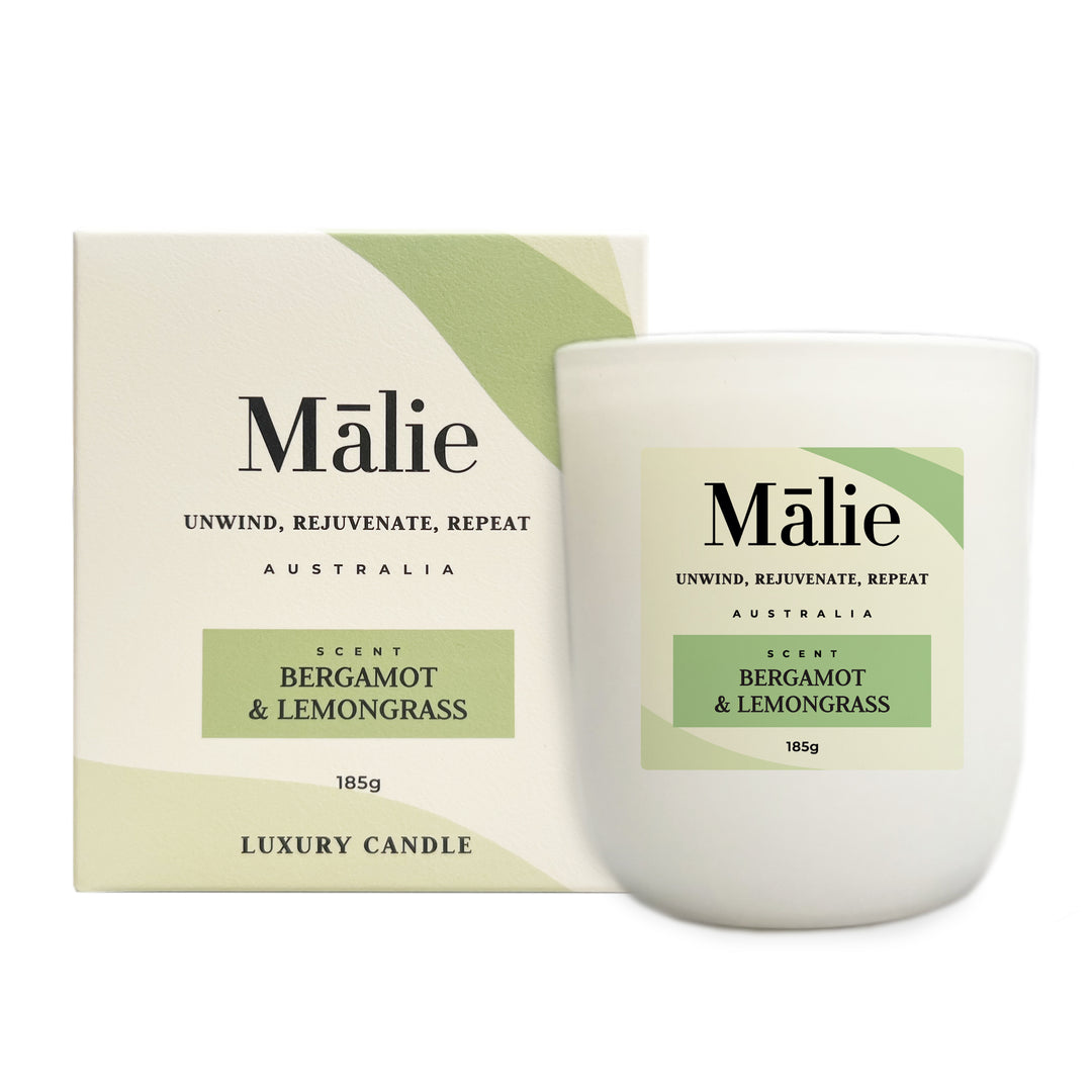 Bergamot &amp; Lemongrass Luxury Soy Candle 185g - Malie