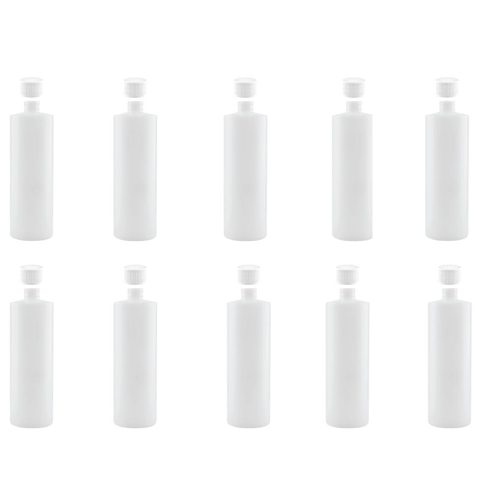 10x 250ml Clear HDPE Round Bottle + 28/410 Caps - Empty Plastic Food Storage