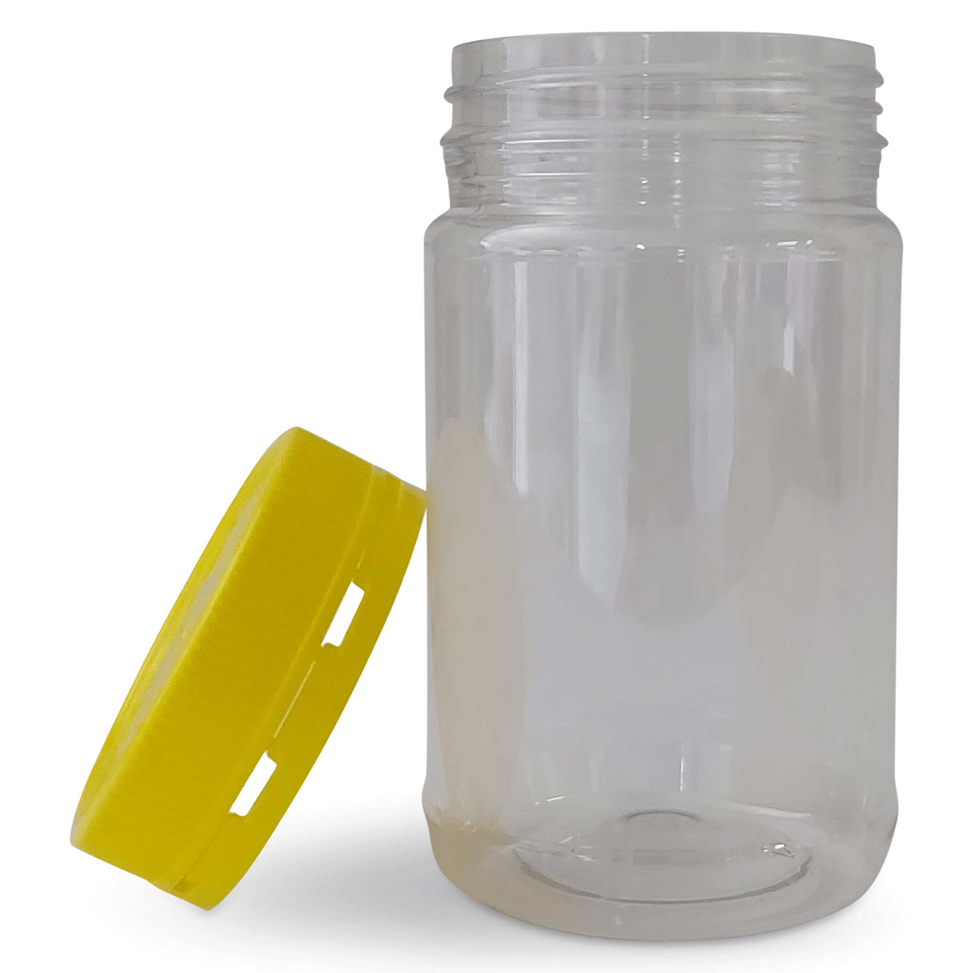 10x 500g Plastic Honey Jars + Lids - Round Clear Food Grade Packaging Containers