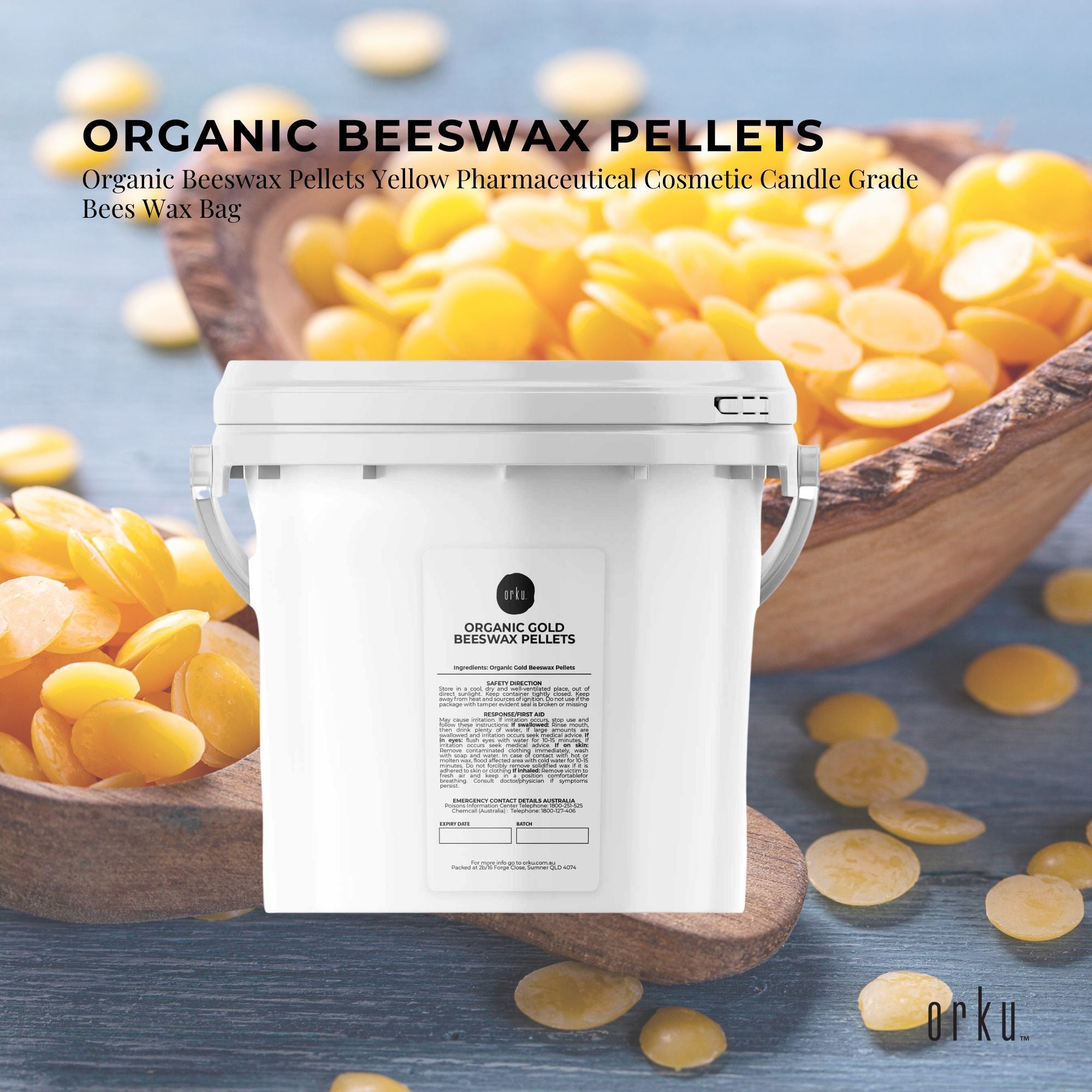 2.5Kg Tub Organic Beeswax Pellets Pharmaceutical Cosmetic Candle Yellow Bees Wax