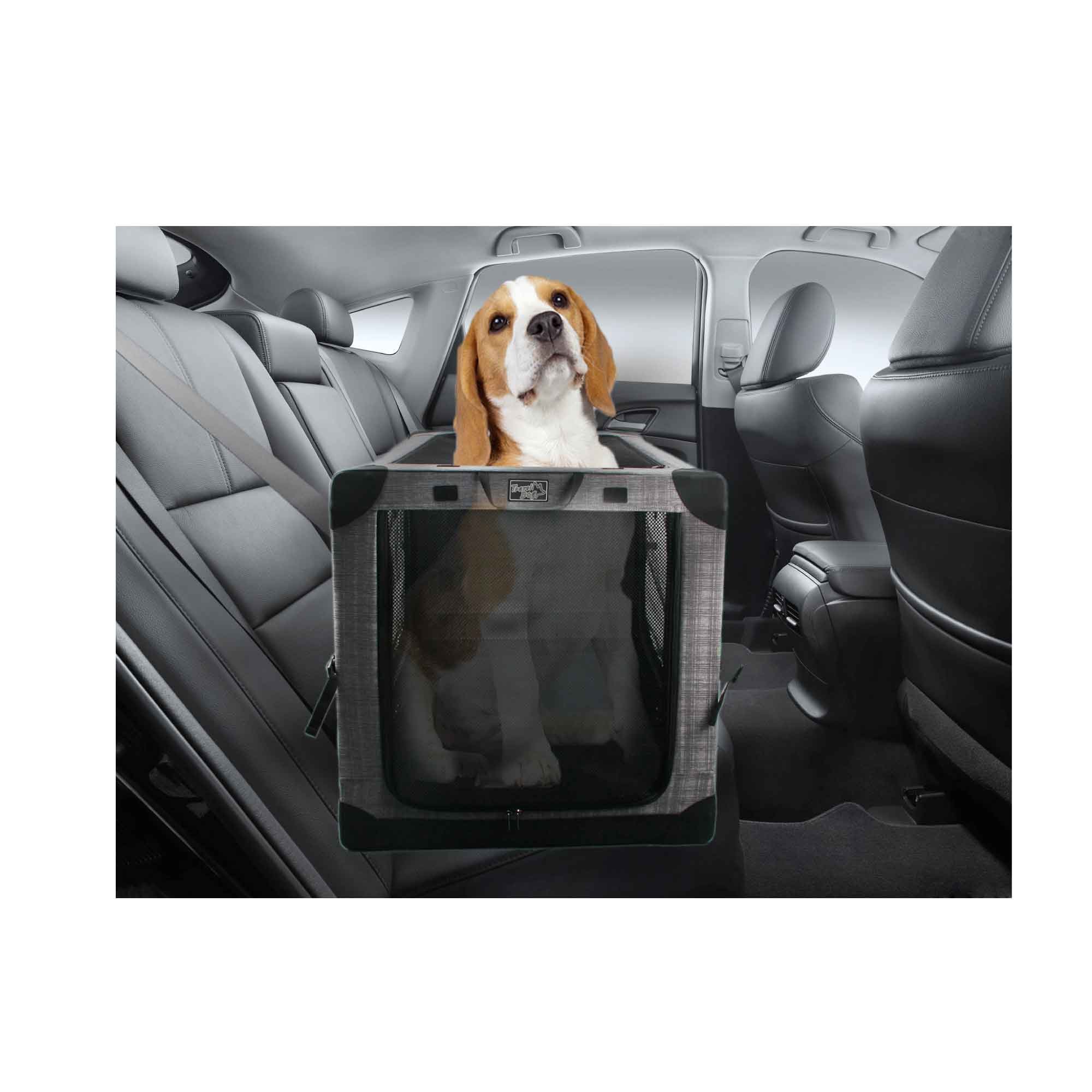 Collapsible Pet Travel Crate - X-Large Dog Cat Soft Foldable Portable Car Carrier