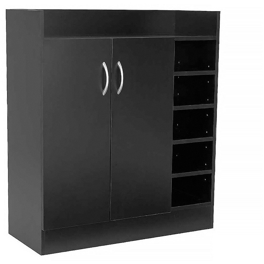 Sarantino New 21 Pairs Shoe Cabinet Rack Storage Organiser Shelf 2 Doors Cupboard Black