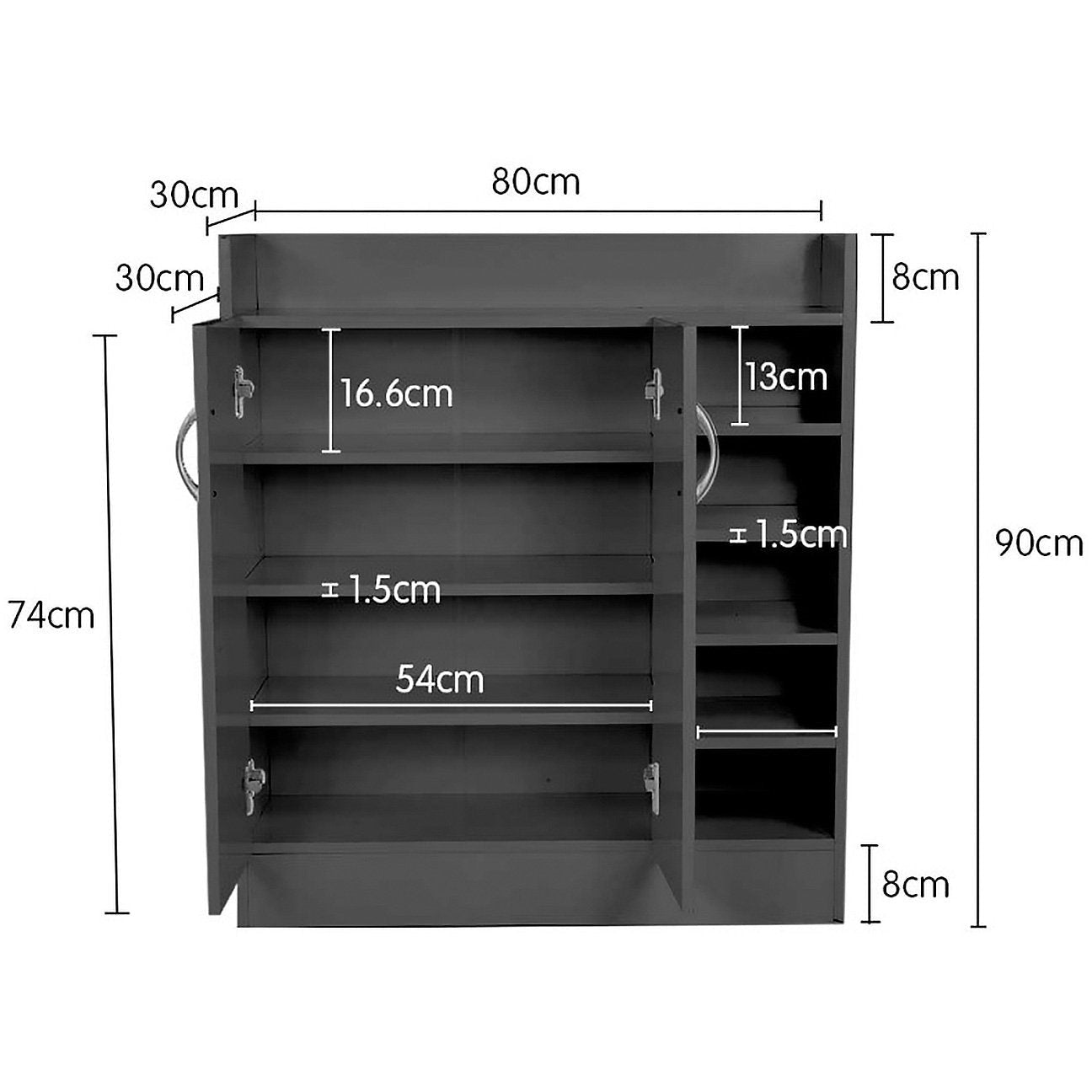 Sarantino New 21 Pairs Shoe Cabinet Rack Storage Organiser Shelf 2 Doors Cupboard Black