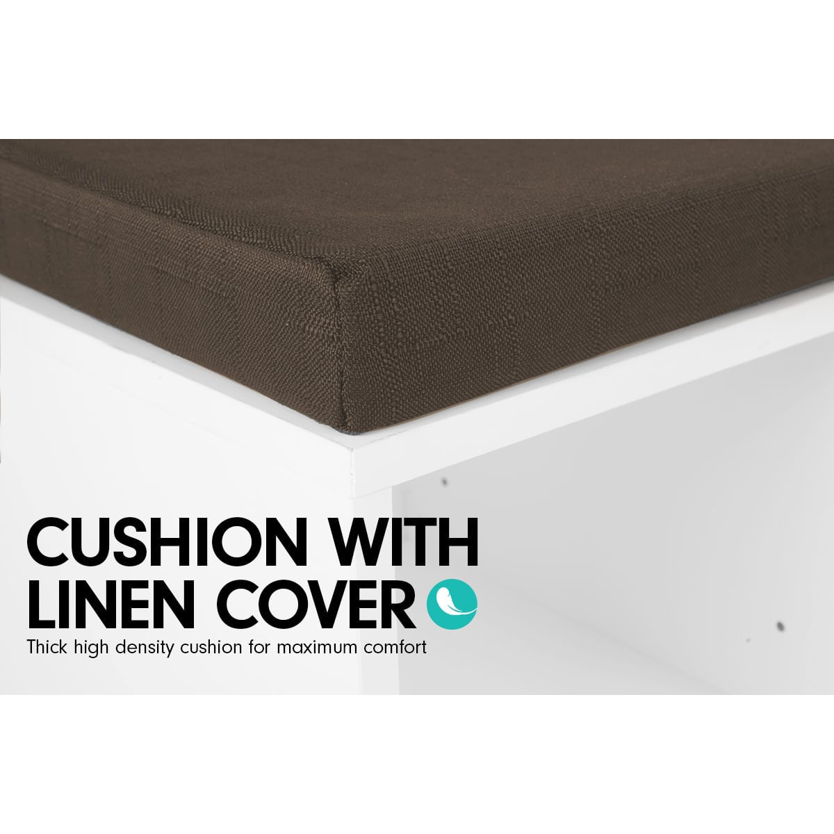 Sarantino Shoe Rack Cabinet Organiser Brown Cushion Bench Stool - 104 X 30 X 45 - White