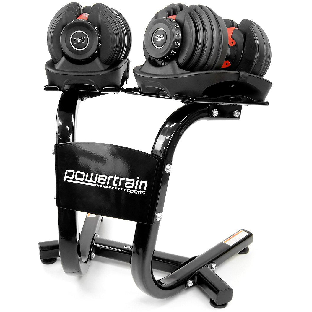 Powertrain 2x 24kg  Adjustable Dumbbells with Stand