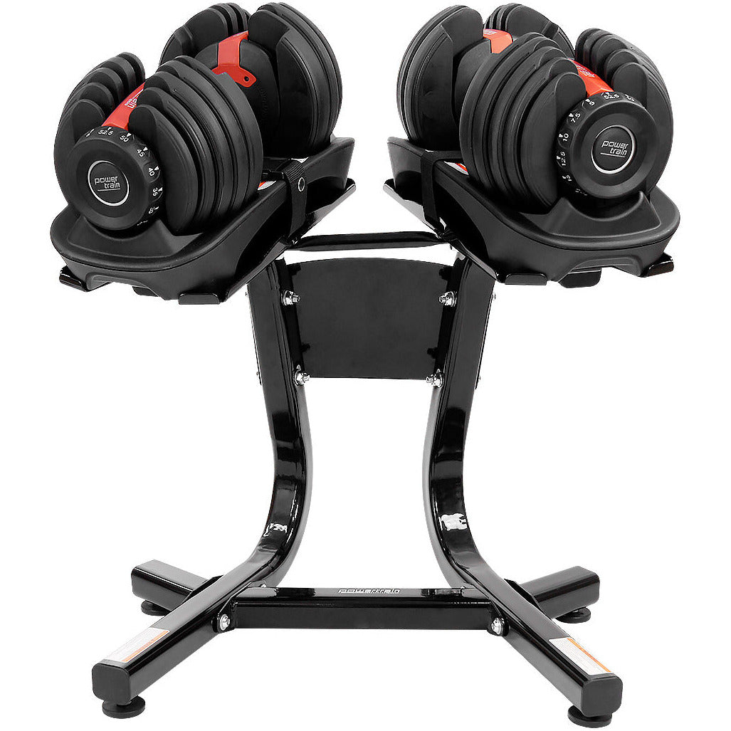 Powertrain 2x 24kg  Adjustable Dumbbells with Stand